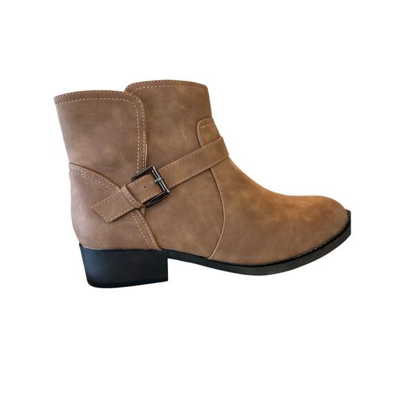Veittes Women's Ankle Boots Size 11 Brown Side Buckle Casual Booties - Picture 1 of 11